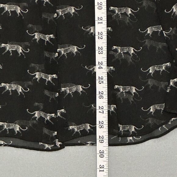 Lane Bryant Women Top Plus 14 Black Sheer Cheetah Leopard Classic Retro Office - Picture 11 of 15